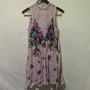 • Free People Marsha Printed Lace-Neck Dress•